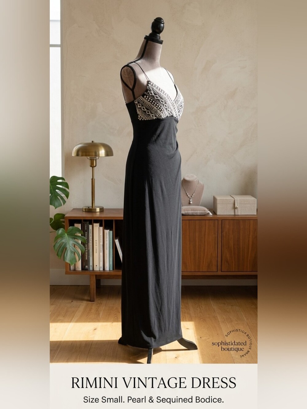 RIMINI VINTAGE DRESS with pearl and beaded sequences size Small/Medium